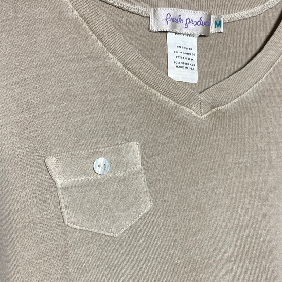 Fresh Produce 100% Cotton Beige V-Neck Top and Raw Edge Trimmed Skirt Set - Picture 4 of 9